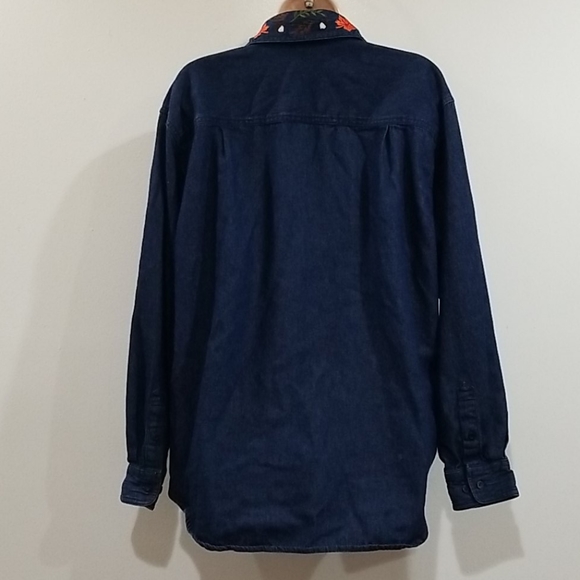 Style studio blue denim embroidered collar shirt - Picture 11 of 13